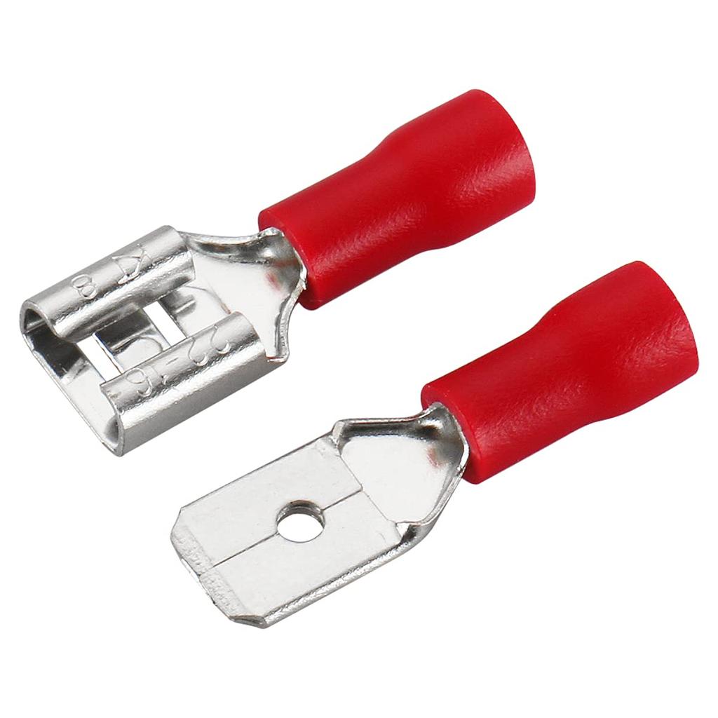 100 ks 50 párů 6,3 mm 16/14AWG samice/samec elektrický konektor pro zapojení, izolovaný krimpovací konektor, modrý