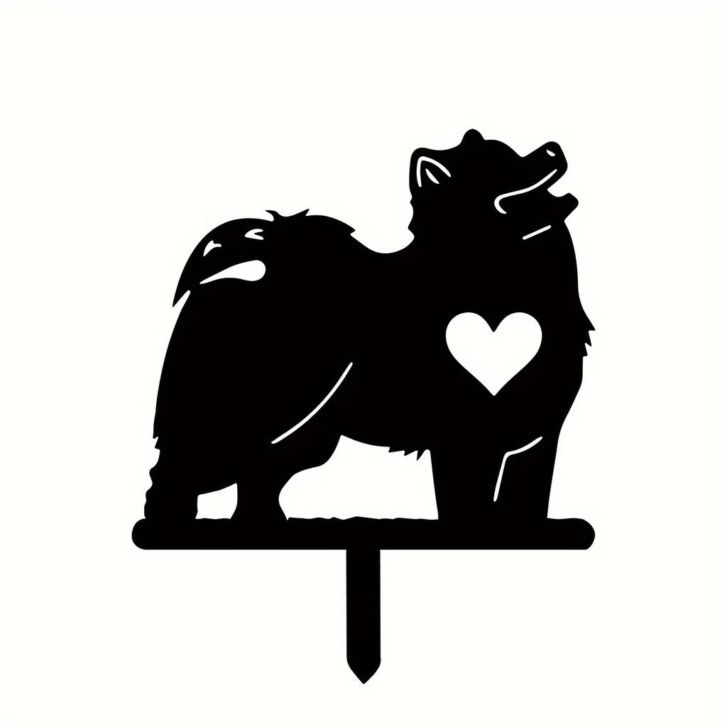 Cute Dog Garden Stake Iron Art Silhouette Metal Yard Sign Creative Outdoor Garden Decoration for Courtyard and Pet Commemoration