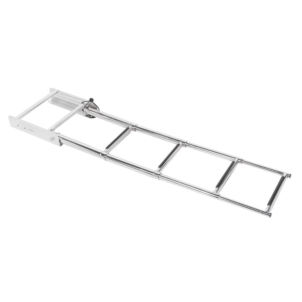 4‑Step Deck Ladder Folding Telescopic Boat Stair Pedal 304 Stainless Steel W Retaining Rope