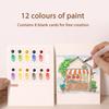 Tragbares Gouache-Malbuch Dreifach gefaltetes Design Aquarellblock-Set mit 12 Farbfeldern Ergonomischer Pinsel Stressabbau Kunst-Set