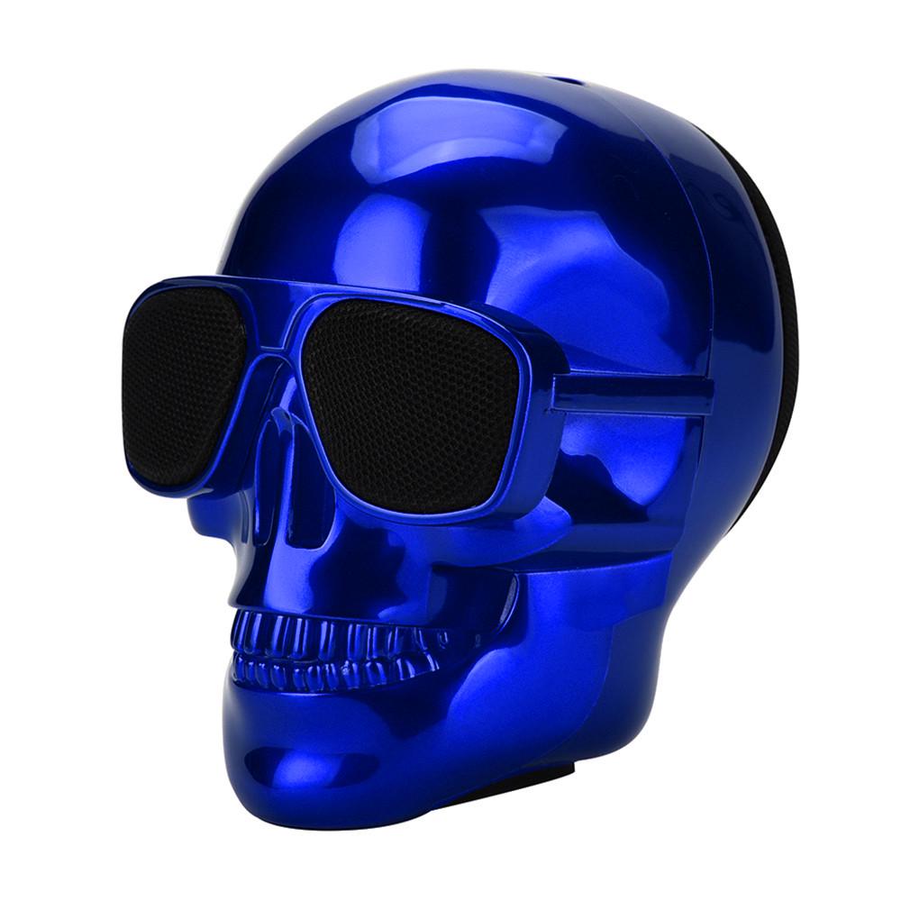 New Upgrade Carol Plating Skull Protable Wireless Bluetooth Stereo Speaker with HD Sound Bass BK