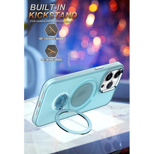 For iPhone 15 14 13 12 11 Pro Plus Max Case 360 Ring Stand Magnetic Magsafe Cover Matte Soft Clear Shell Antifall NonSlip Fundas