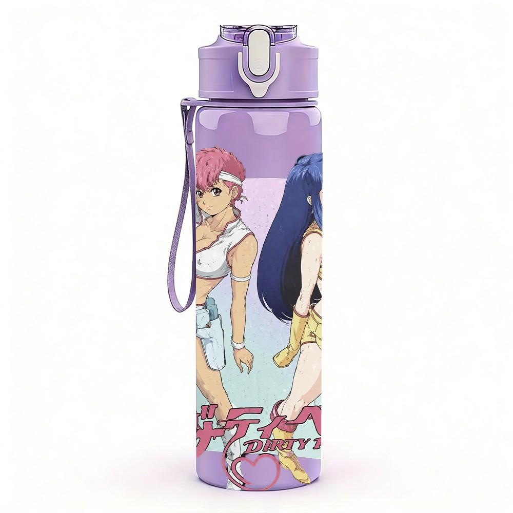 1PC Anime Girl Character Art 750ml sports water bottle leakproof straw lid outdoor office home