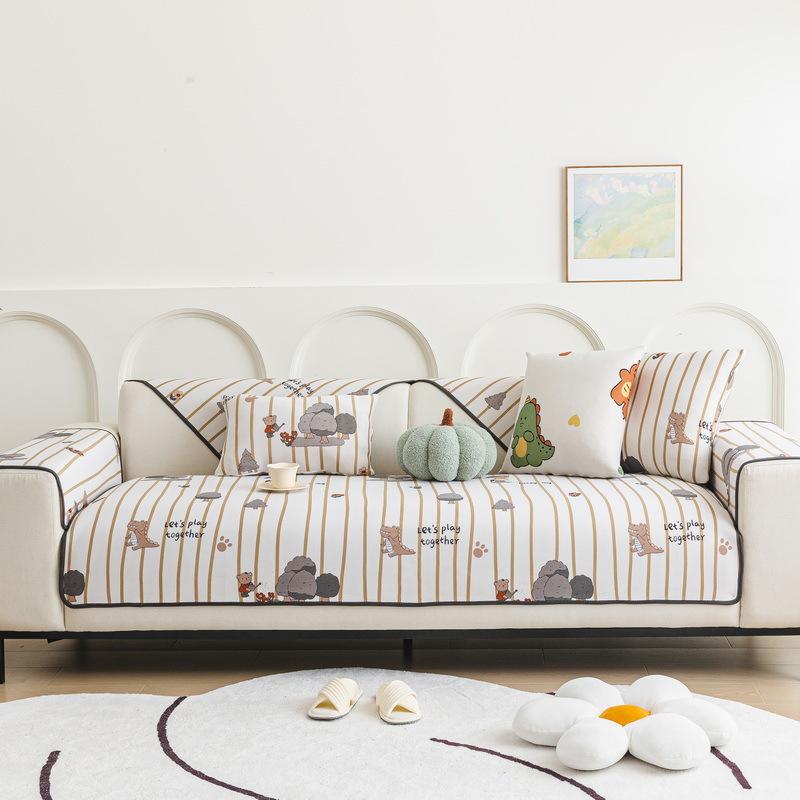 Summer Cartoon Ice Silk Sofa Cushion Summer Mat Seat Cushion Non-Slip  New Cool Seat Cushion High-End Cover Cloth