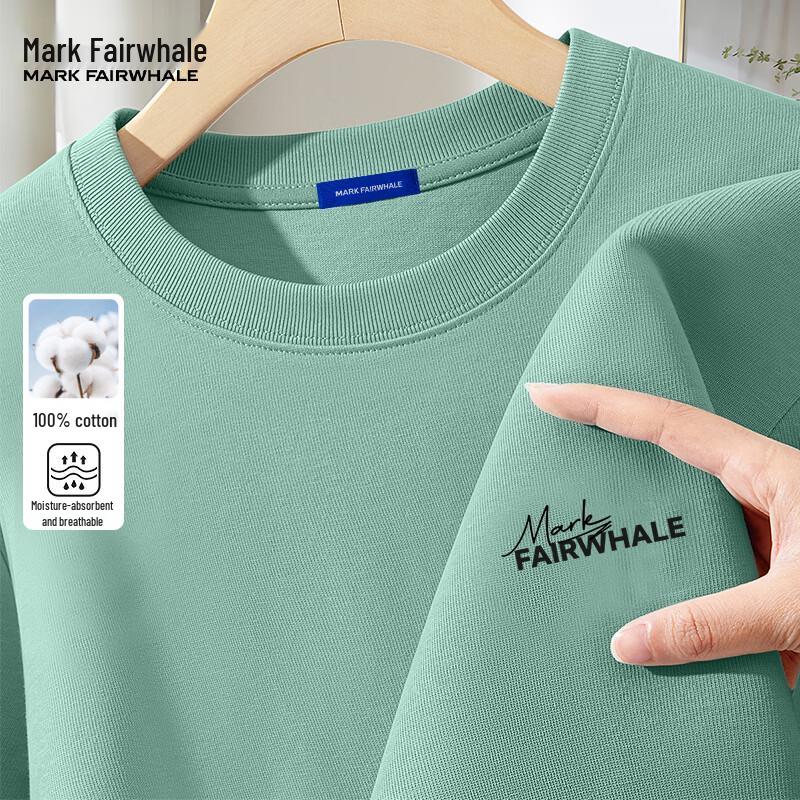 MARK FAIRWHALE Men's 200G Heavyweight Letter Print Cotton T-Shirt