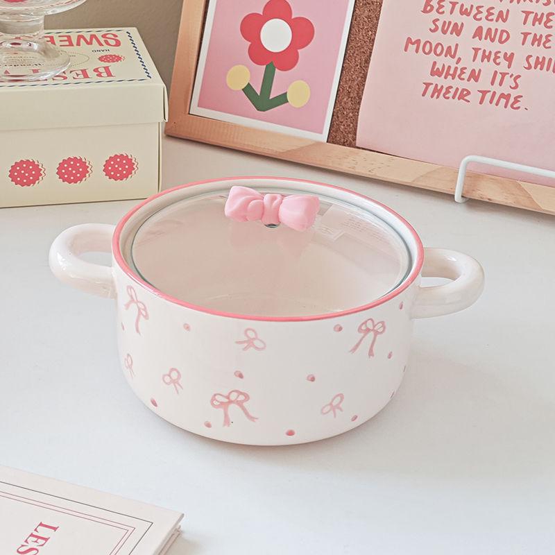 Large Capacity Bow Tie Noodle Bowl for Students