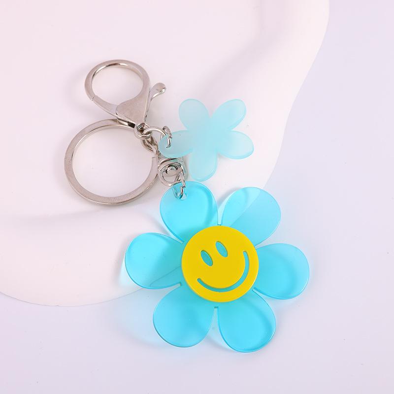 Acrylic Sun Smiley Flower Key Ring Pendant Accessories Japanese And Korean Bag Pendant Keychain озеро синий