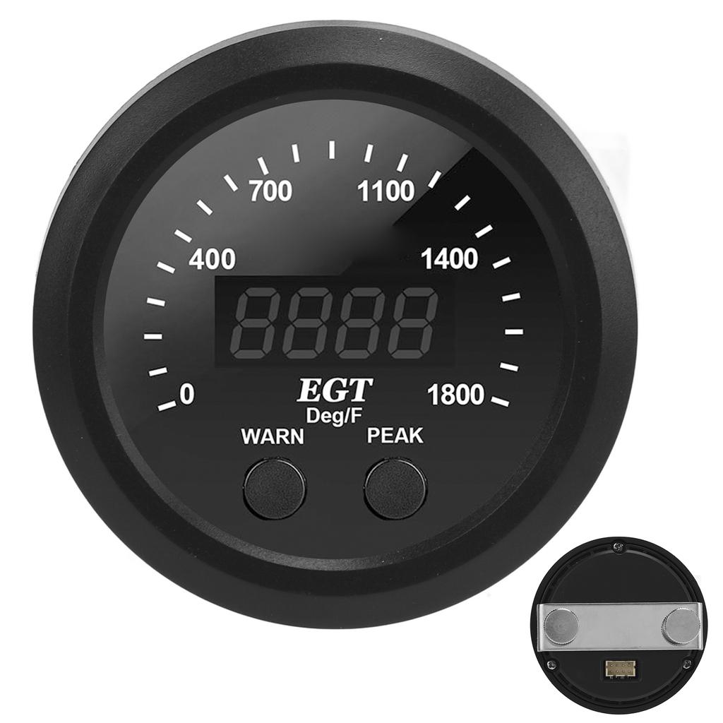 Car Exhaust Gas Temperature Gauge 2?116in 52mm Ultra Thin 0?1800 Fahrenheit  Red LED Universal with Sensor