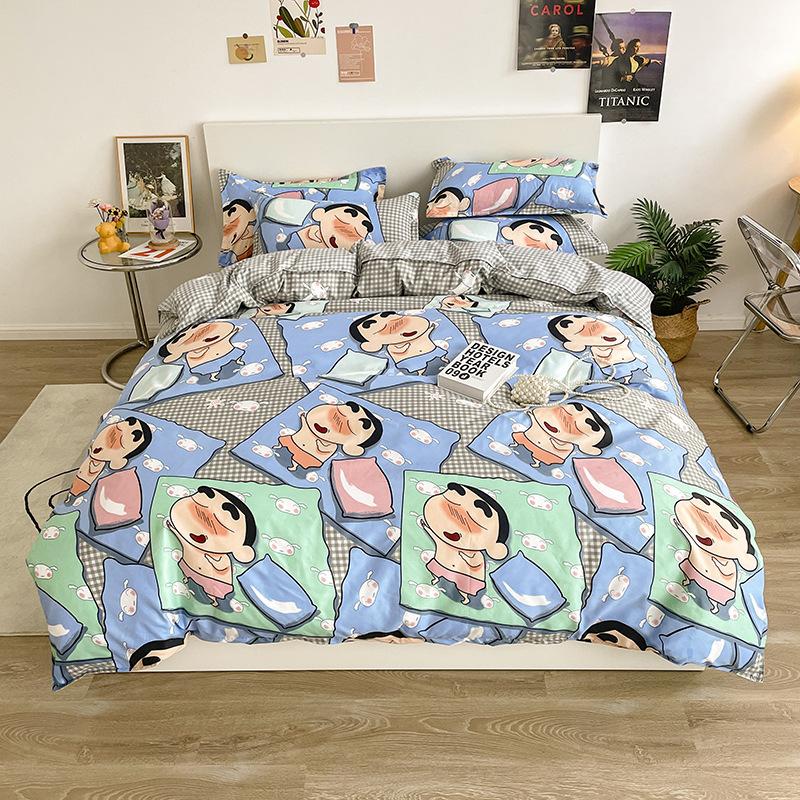 Kawaii Bumping Rabbit Cartoon Bedding Set Duvet Cover Sheet Pillow Cases Bed Linen Set