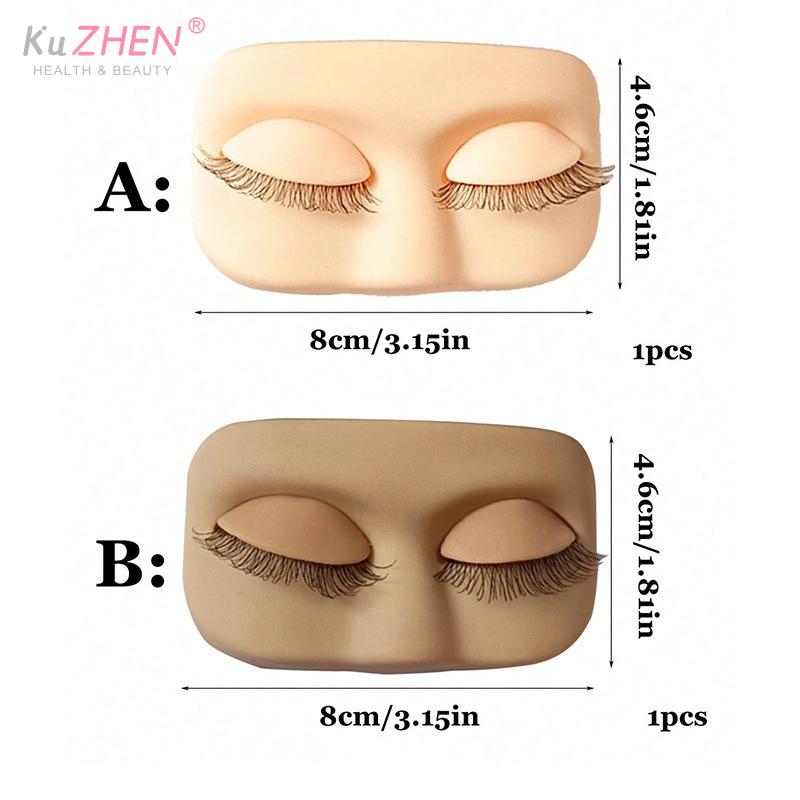 PVC Mini Lash Flat Model Head Practice Eyelash Extension Training Head With Removable Replacement Eyelids With False Eyelashes