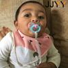 Baby Saliva Towel with Hole Pacifier Chain Waterproof Anti Dirty Double Bib Pocket Triangle Design