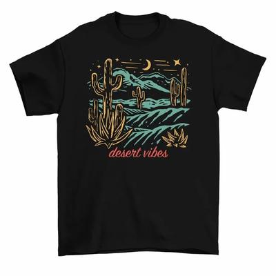 Desert Vibes Serene Nature Cactus T-Shirt Men Women High Quality  Short Sleeve