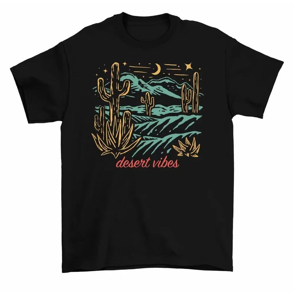 Desert Vibes Serene Nature Cactus T-Shirt Men Women High Quality  Short Sleeve