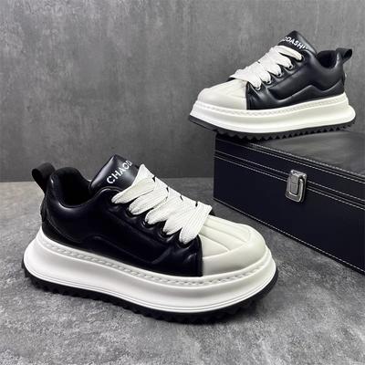 Fashion Men's Classic Leather Platform Shoes Fashion Brand Wear-resistant Platform Casual Sneakers Youth Male Flat Board Shoes Masculino
