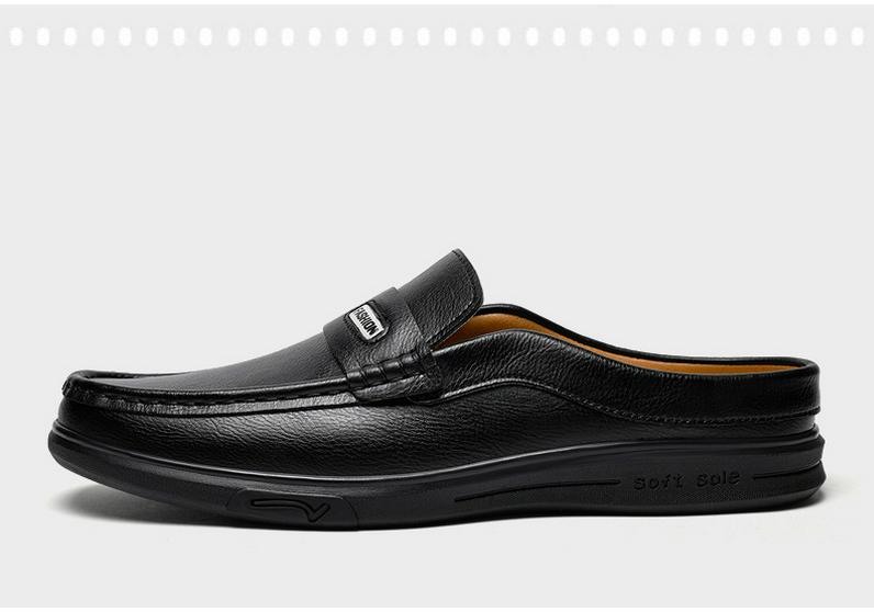 Men's Slip-On Loafers: Spring/Summer Low-Top Leather Flat Casual Mules & Slippers.