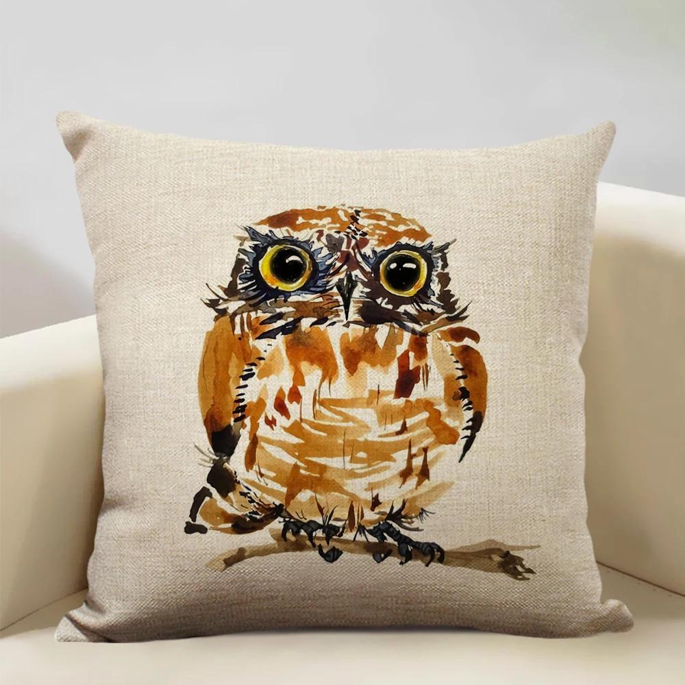 

Lovely Animal Owl Cushion Cover 45x45cm Linen Pillow Case Sofa Pillowcase Suitable for All Kinds of Occasions Bar Decoration 18x18Inch