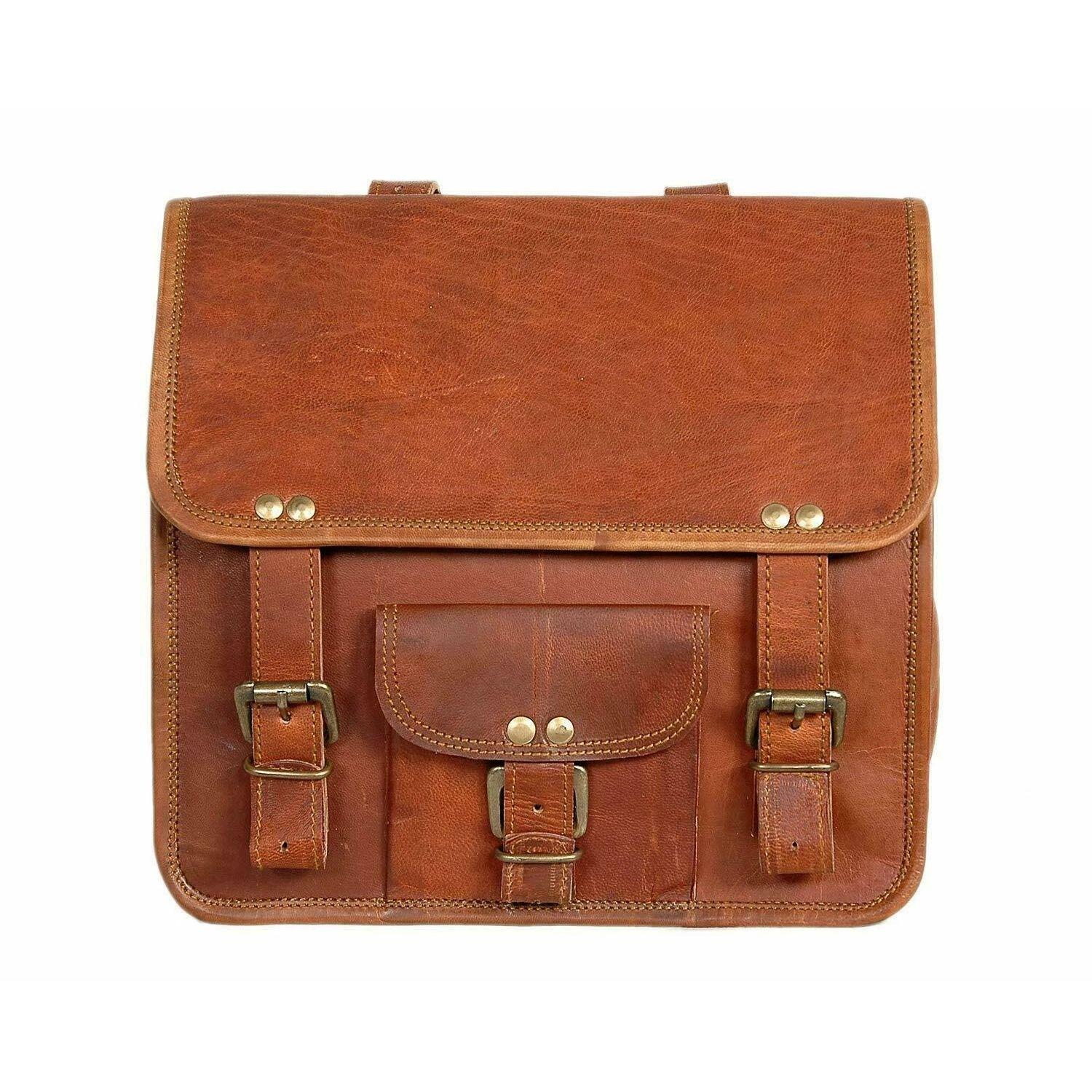 

1 Side Pouch Motorcycle Side Brown Leather Pouch Saddlebags Saddle Panniers bag 11 x 9 x 3 in