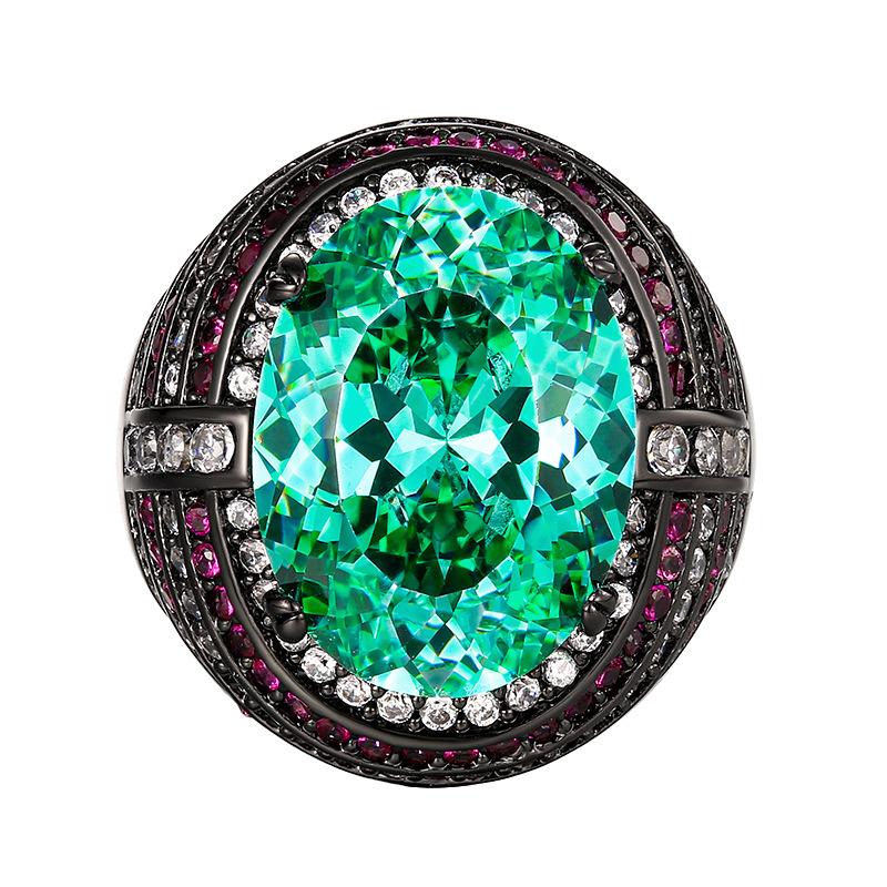 Jewelry Copper Bottom Gold-Plated Simulation Color Treasure Dry Rose Ring Main Stone 12 * 16