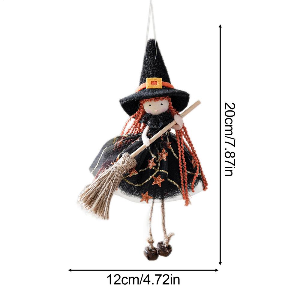 Witch Doll for Good Luck Halloween Pendant Collectible Figurine Hanging Ornaments for Kitchen Haunted House Outdoor