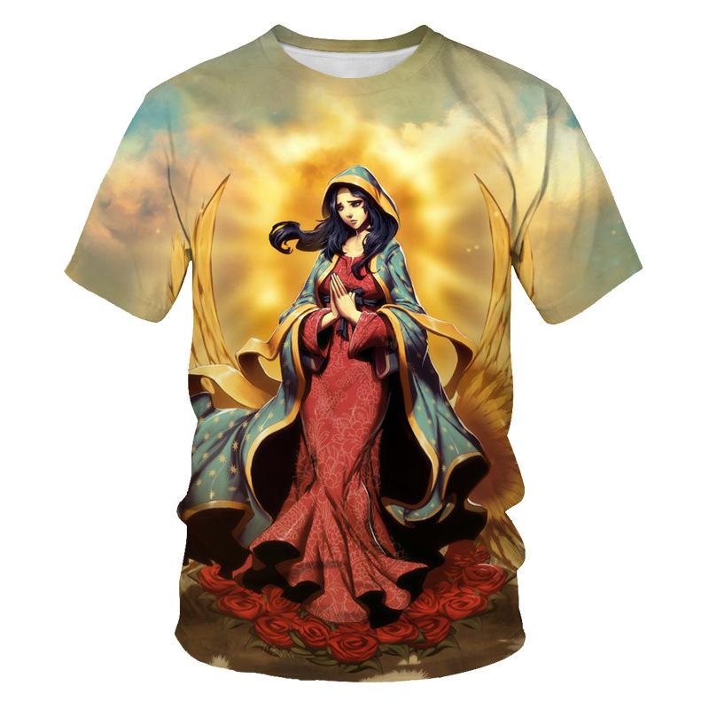 Round Neck 3D Character Pattern Print T-shirts Casual Short Sleeved Men's T-shirts - Soft Medium Stretch Polyester Fabric Summer Relaxed Fit Clothing