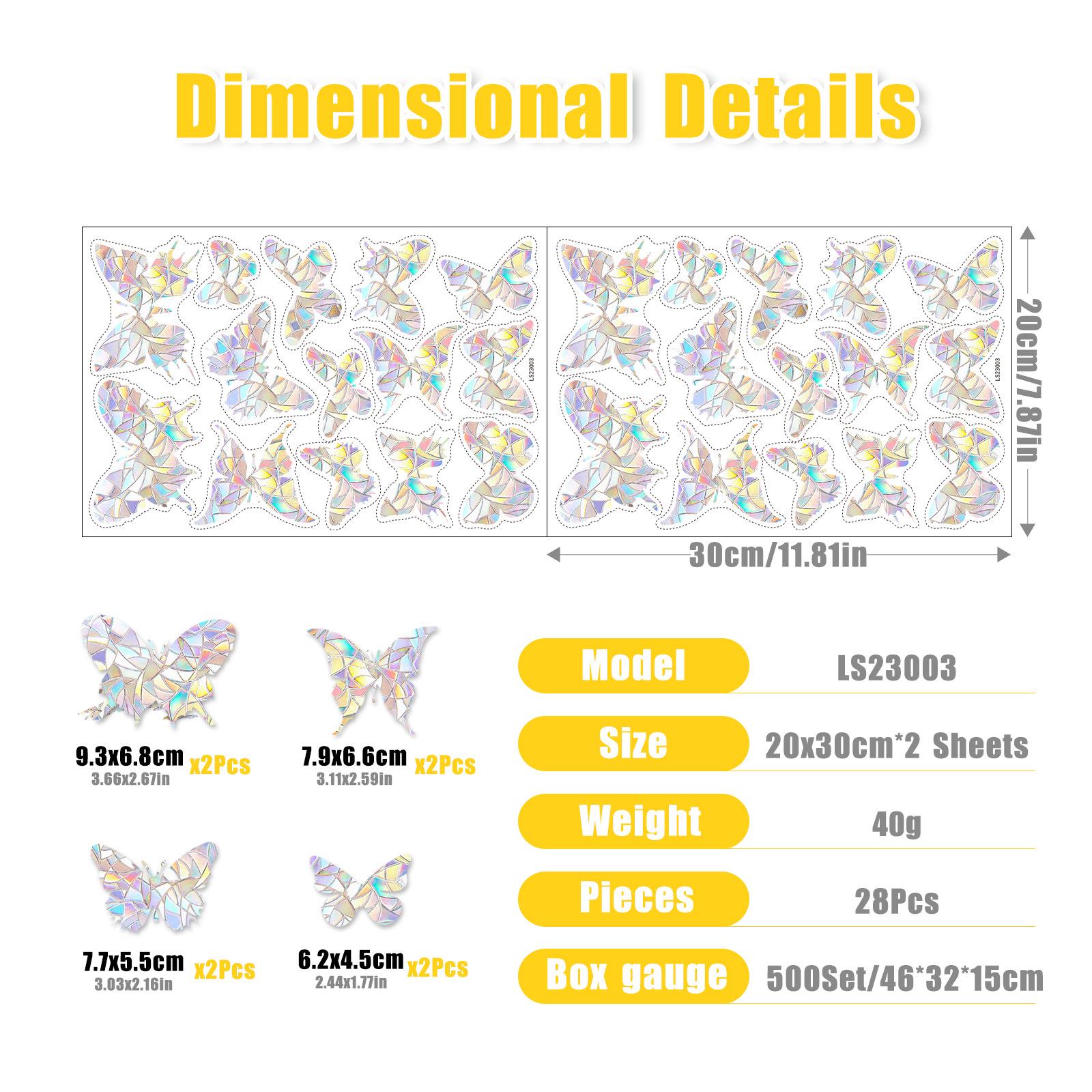 

Цветная радужная призма бабочка оконная наклейка: Электростатический декор для стекла и ловцы солнца 30x20CM, 2 sheets