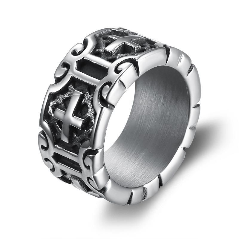 Stainless Steel Punk Style Cross Ring Unisex Gothic Jewelry