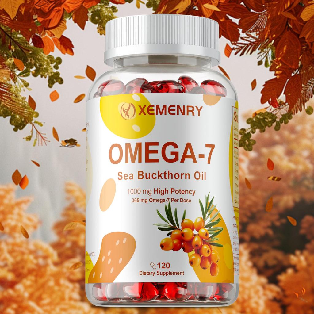 Xemenry Sea Buckthorn Oil Extract Omega-7 Capsules: Supports heart health and improves skin, hair, and nail condition.