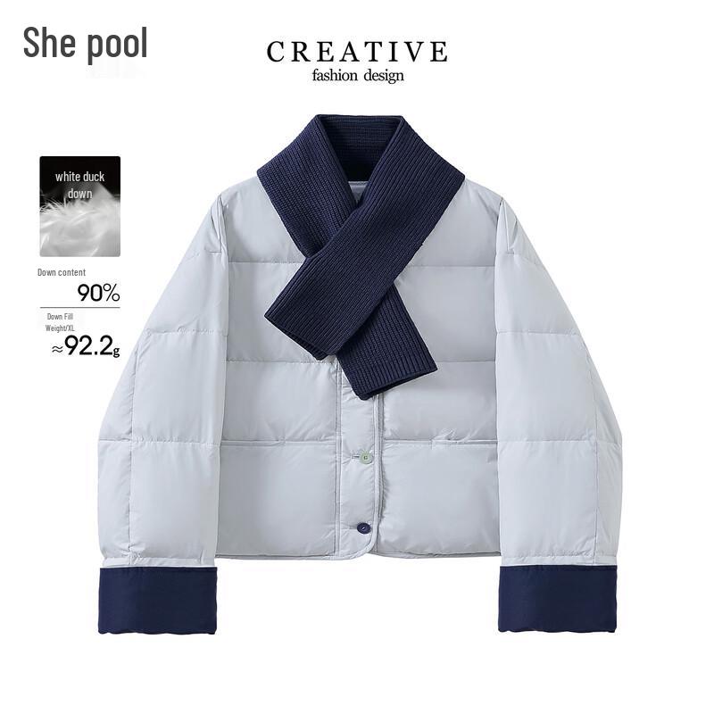 

Women s 90% Down Short Puffer Jacket with Colorful Buttons XL