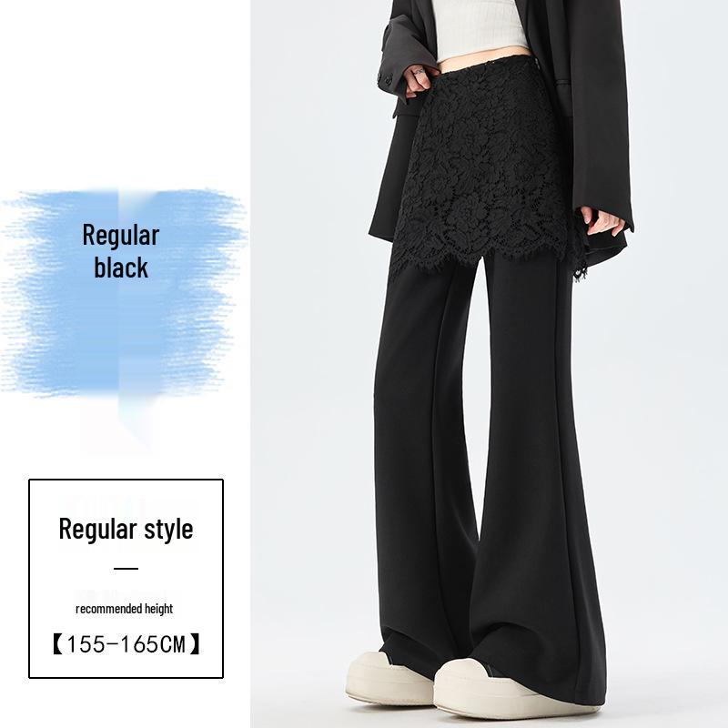 

Lace-Accent High-Waist Slim-Fit Micro-Flare Pants for Women - 2026 Spring Fashion M
