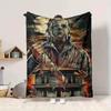 1Pc Halloween Horror Poster Flannel Blanket, Soft And Comfortable, Casual Warm, Camping Travel, Christmas, Halloween Xmas Gift L1303