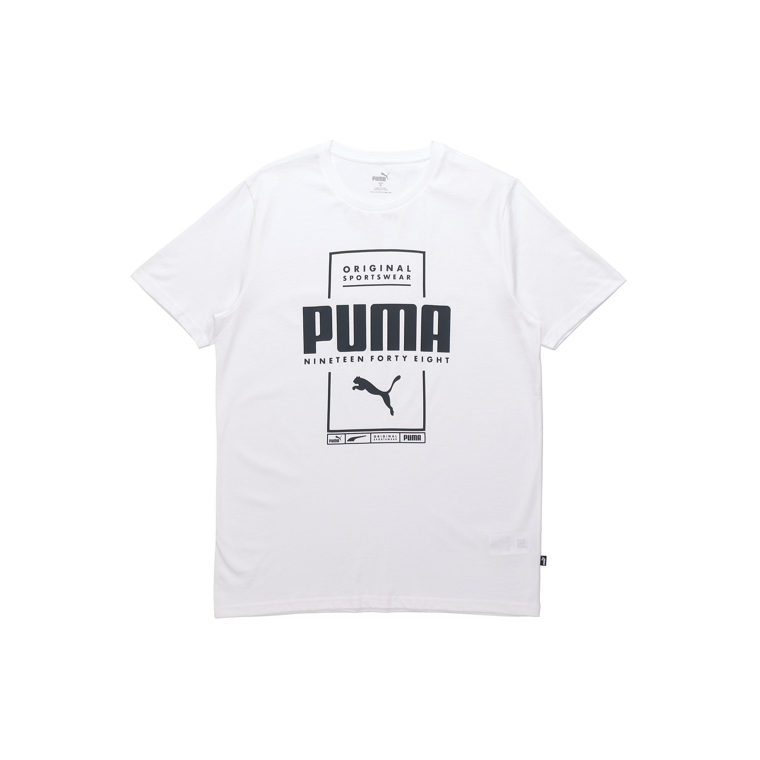 PUMA Casual Sports Alphabet Printing Round Neck Short Sleeve White Men s 586586-02 XL