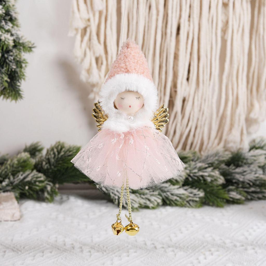Festive Christmas Tree Ornaments: Pointed Hat Mesh Girl Pendants
