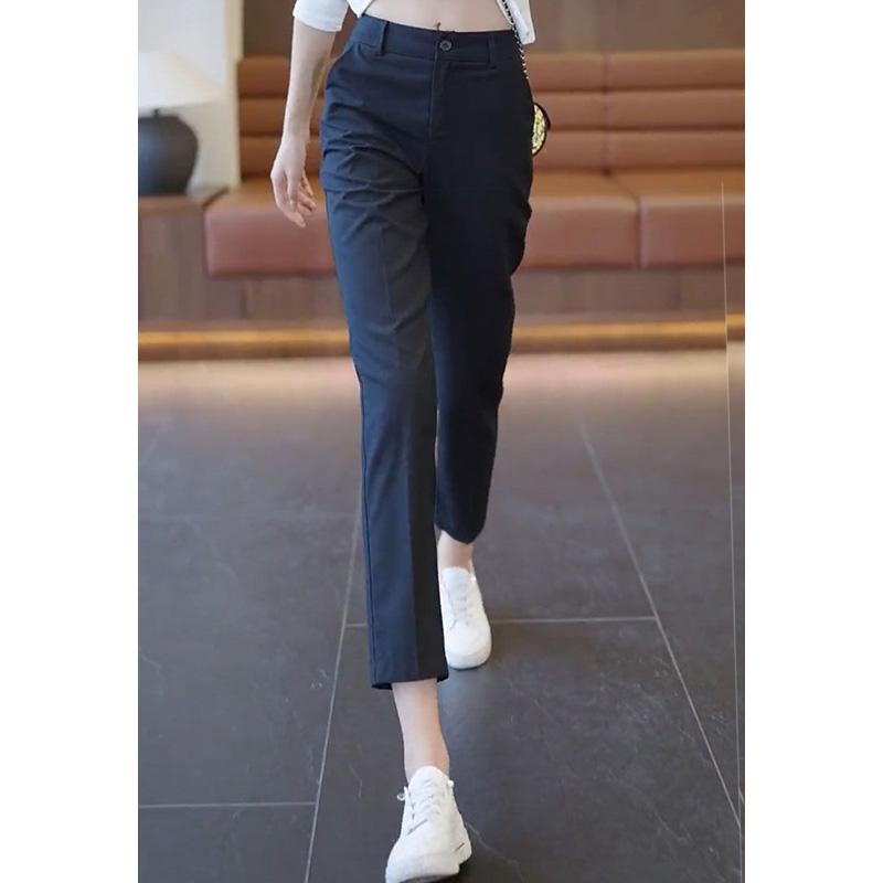 Calças de Terno Casuais Retas Soltas de Cintura Alta com Bolso de Botão Moda Avançada Simples para o Trabalho Primavera Outono e Verão 2023