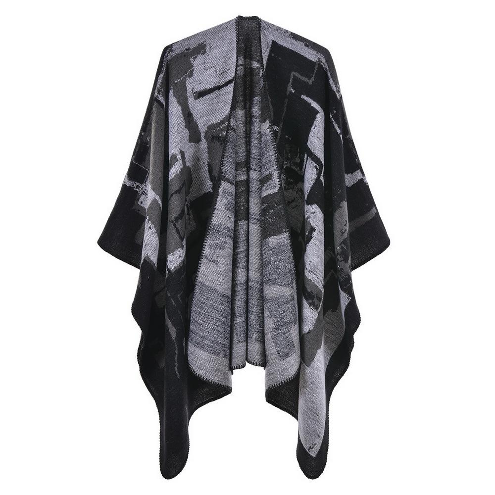 Women's Fashion Jacquard Imitation Cashmere Shawl - Thickened, Warm, Large Cape Scarf