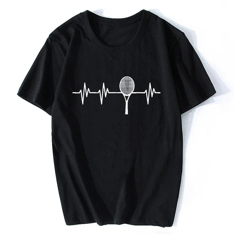 Racquet Heartbeat Funny Tennis Player T Shirt Gift Fitnes... L