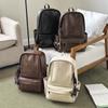 Schoolbag schoolbag men's and women's backpack soft leather computer bag leisure travel large capacity student schoolbag travel bag