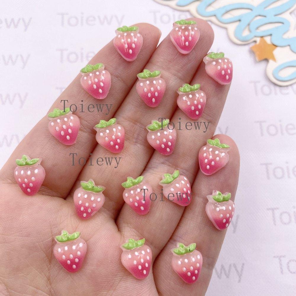 

100 шт. Миниатюрные разноцветные розовые клубнички из смолы для нейл-арта, аппликации из страз с плоской задней стороной, DIY скрапбукинг, декор для серег, аксессуары, поделки