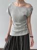 LUXI Asymmetrical One-Shoulder Waffle Knit Top - Summer Slim Fit for Women
