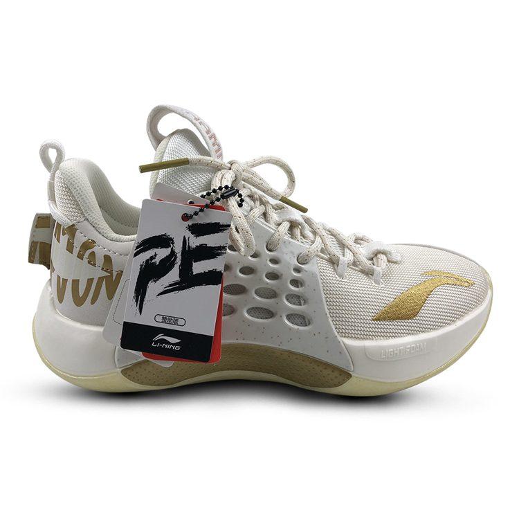 Li Ning SONIC 7 CBA League PE Slip Resistant Abrasion Resistant Low top Basketball Shoes Men's White Gold ABAP033-V