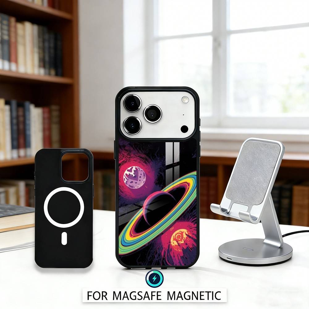S-Saturn S-Solar System Phone Case For iPhone17,16,15,14,13,12,Pro,Max,Magnetic For Magsafe Wireless Charging