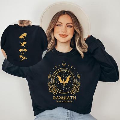 Women Vintage Bookish Hoodie Long Sleeve Crewneck Sweatshirt Basgiath War College Fourth Wing Pullover