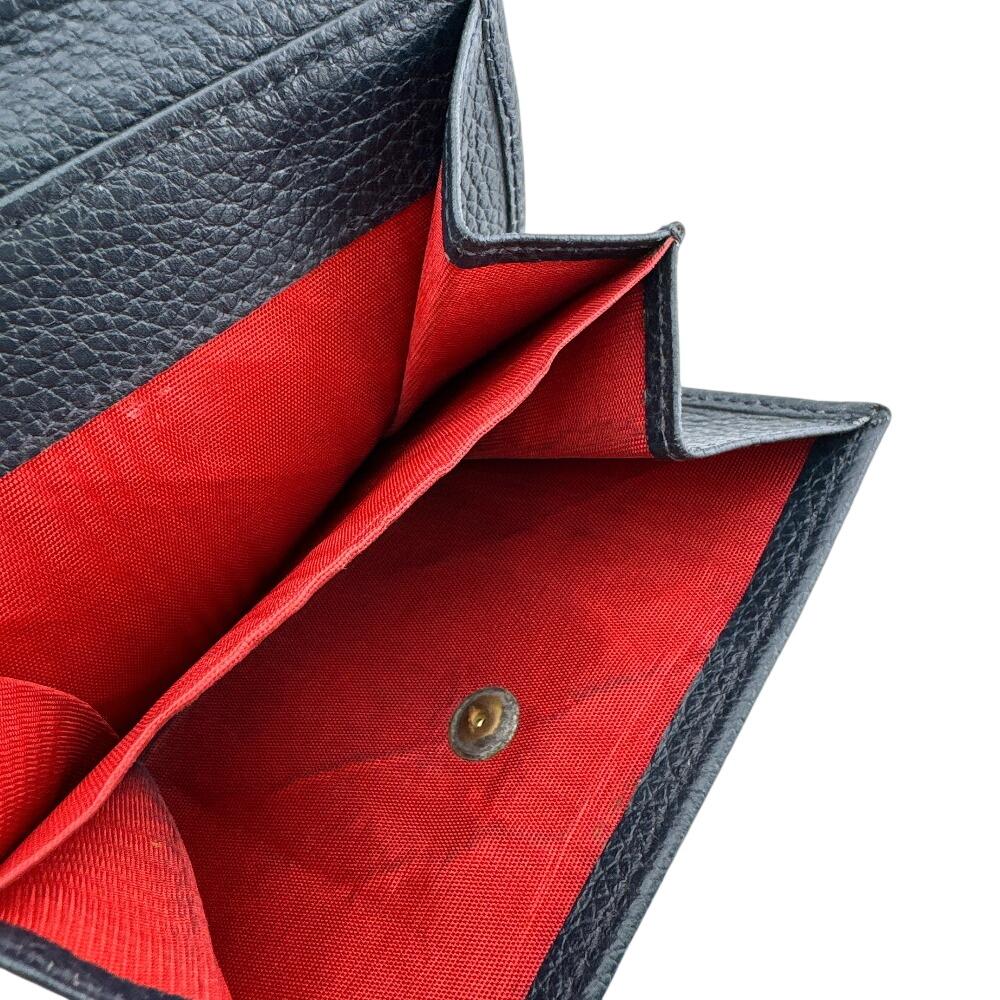 CELINE Circle logo leather Tri-fold wallet Navy leather Used