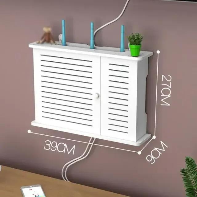 Mounted Storage Box Wall Wifi Router Rack Wall Hanging Plug Board Bracket Cable Organizer PVC Panel Shelf Home Decor Wireless