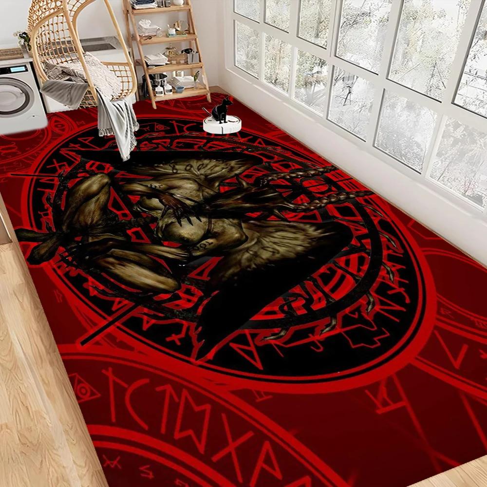 Satanistinis Bafometas Grindų kilimėlis INS stiliaus Minkštas miegamojo grindų namų skalbimo kambario kilimėlis Neslystantys buitiniai kilimai