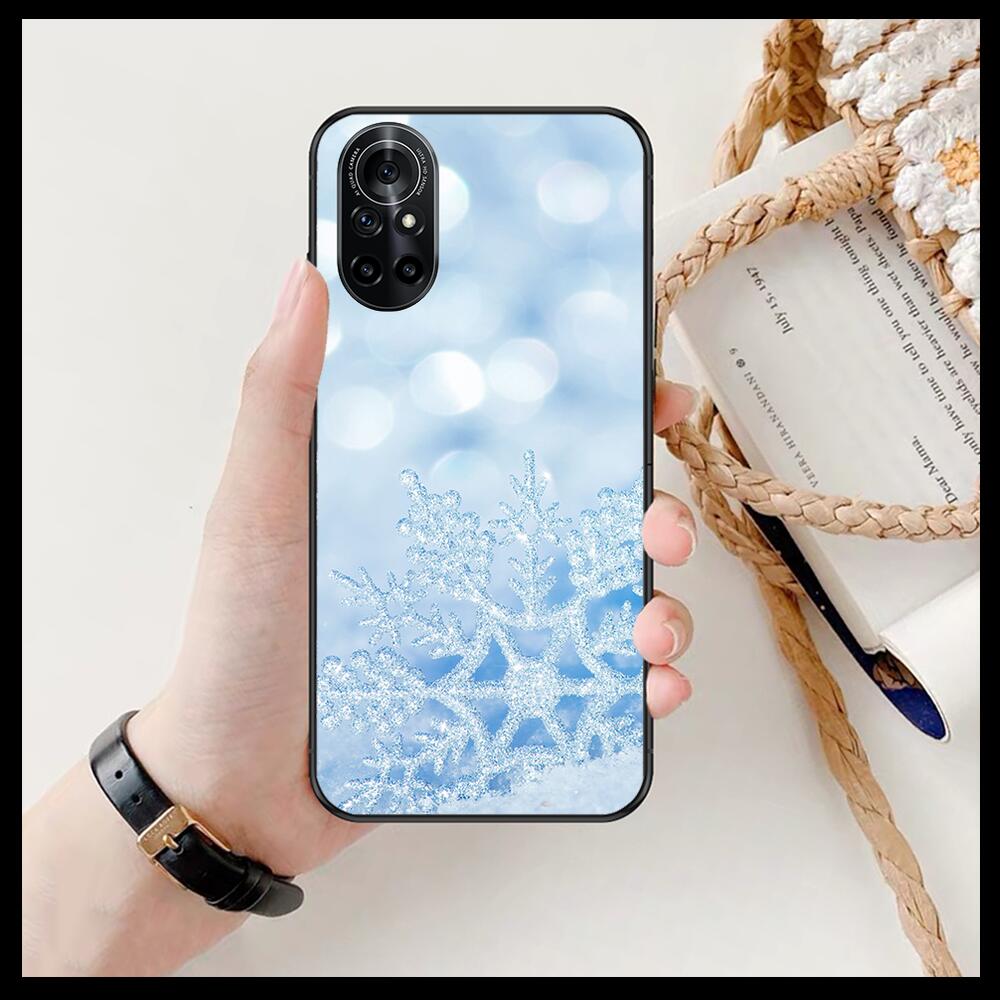 Beautiful Christmas with Snowflakes Clear Phone Case For Huawei Honor 20 10 9 8A 7 5T X Pro Lite  5G  Black Etui Coque Hoesjes C