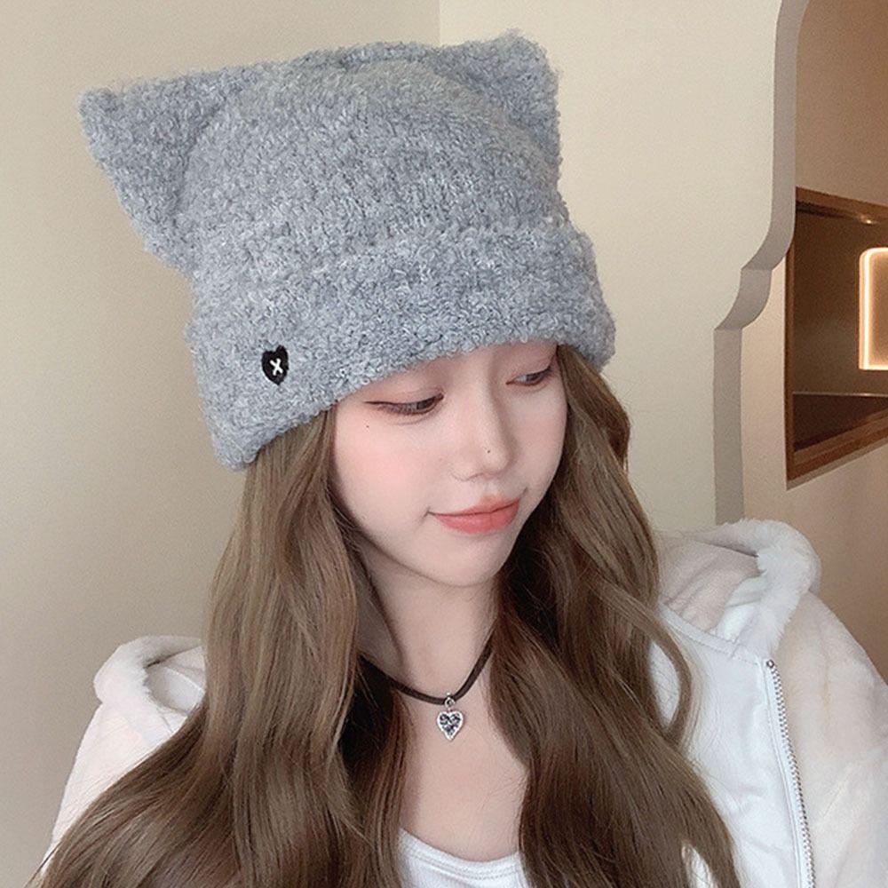 Warm Beanie Hat Fluffy Pullover Hats Winter Earmuffs Cap  for Women