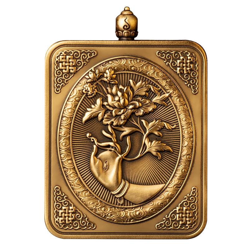 Authentic Brass Vajra Gawa Box: Retro Tibetan Tangka Art Piece