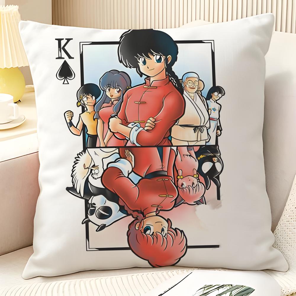 Cartoon Comic P Chan R-Ranma ½ 1 Pillow Case Natural Linen Organic Fabric Double-Sided Printing Sofa Home Decor Gift Pillow Case