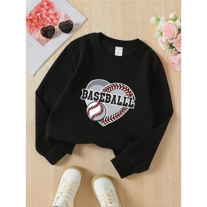 European Sizes Hoodie for Kids with a Round Neck - Features a Baseball Heart Design And Ball Pattern, Ideal for Sports And Casual Wear, Soft And Comfy