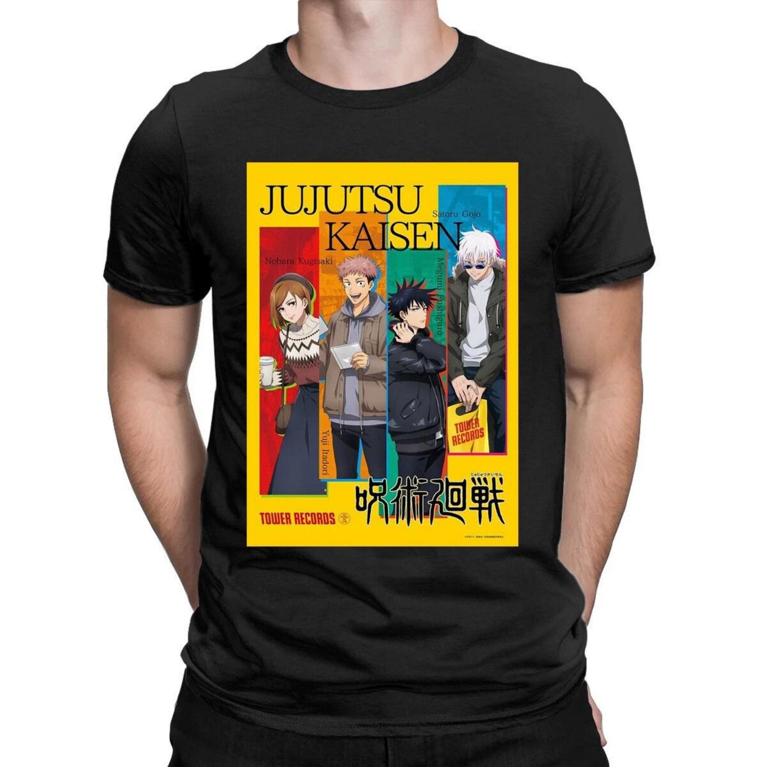 

2026 Summer New Purecotton Jujutsu Kaisen Anime Character Leisure Pattern Loose Fashion Short SleeveTshirt Round Quality Shirt S чёрный